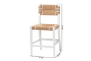 Savannah Bohemian Paper Loom and White Mahogany Wood 2Pc Counter Stool Set Baxton