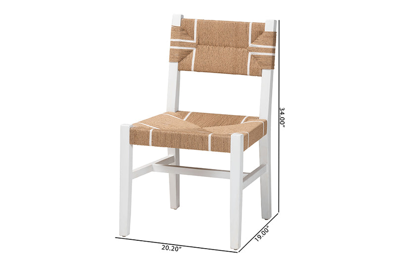 Savannah Bohemian Paper Loom and White Mahogany Wood Dining Chair