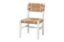 Savannah Bohemian Paper Loom and White Mahogany Wood Dining Chair Baxton