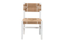 Savannah Bohemian Paper Loom and White Mahogany Wood Dining Chair Baxton