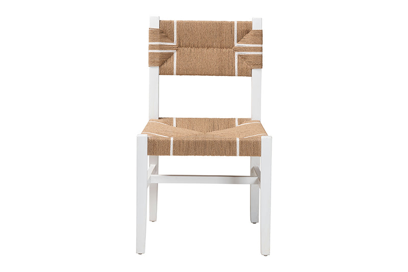 Savannah Bohemian Paper Loom and White Mahogany Wood Dining Chair