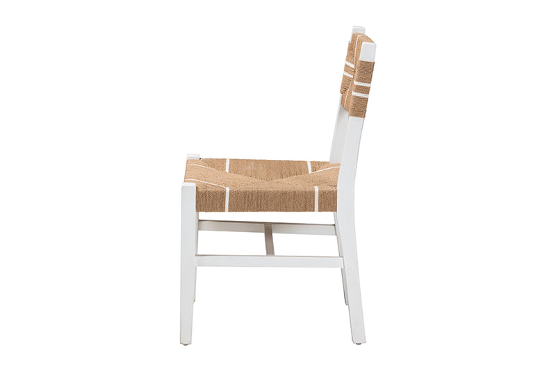 Savannah Bohemian Paper Loom and White Mahogany Wood Dining Chair