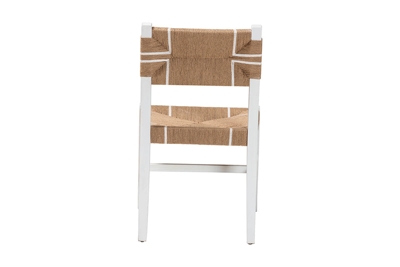 Savannah Bohemian Paper Loom and White Mahogany Wood Dining Chair