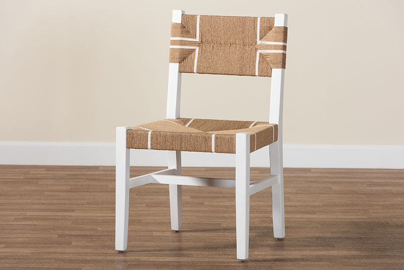 Savannah Bohemian Paper Loom and White Mahogany Wood Dining Chair