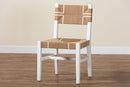 Savannah Bohemian Paper Loom and White Mahogany Wood Dining Chair Baxton