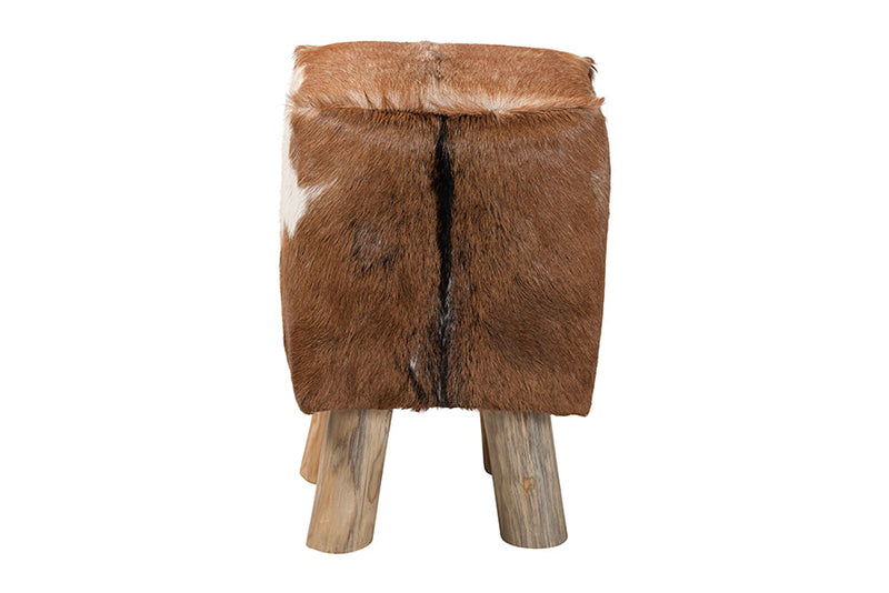 Raniya Genuine Goat Leather Footstool Baxton