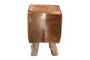 Raniya Genuine Goat Leather Footstool Baxton