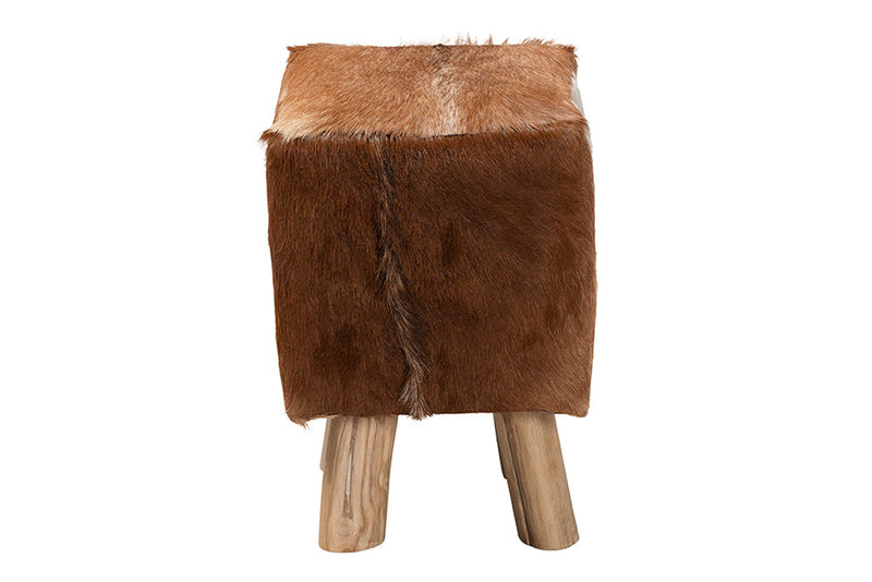 Raniya Genuine Goat Leather Footstool Baxton