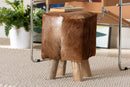 Raniya Genuine Goat Leather Footstool Baxton