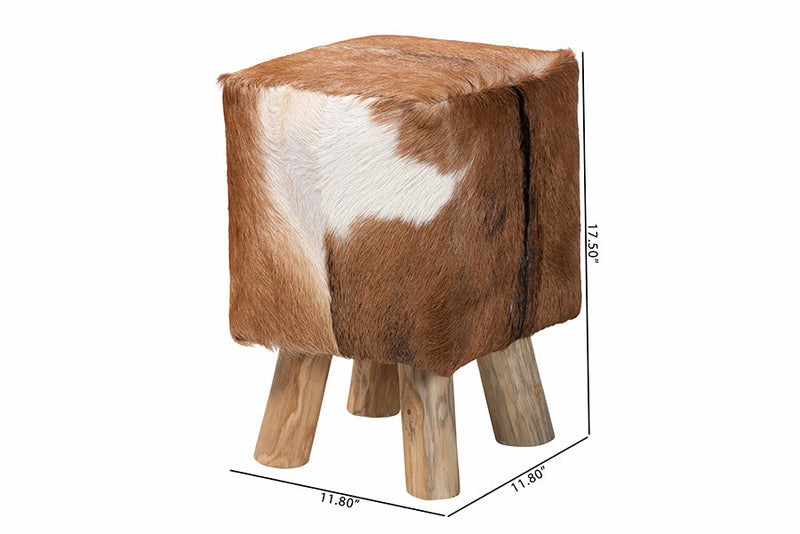 Raniya Genuine Goat Leather Footstool Baxton