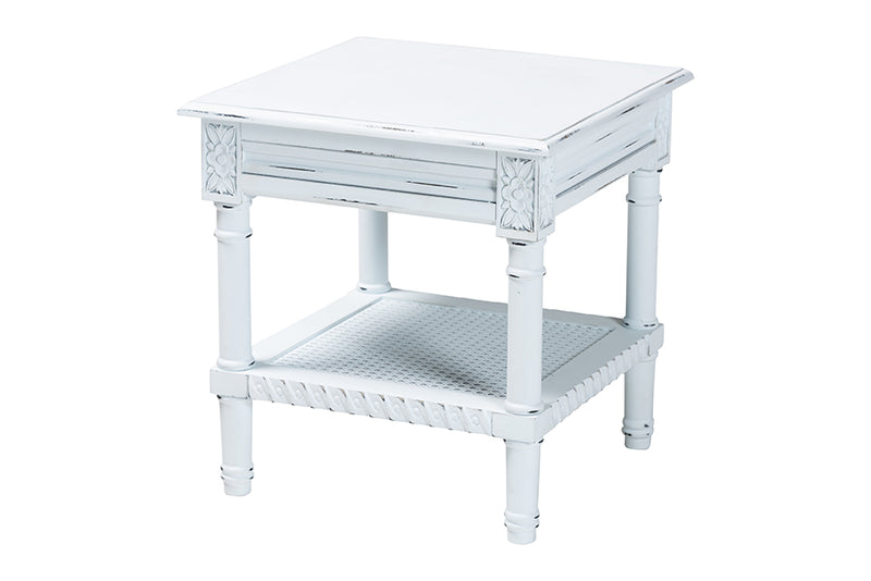 Arcadia Vintage Traditional White Wood End Table