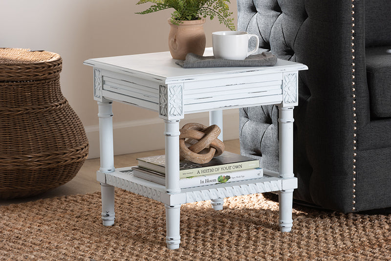 Arcadia Vintage Traditional White Wood End Table