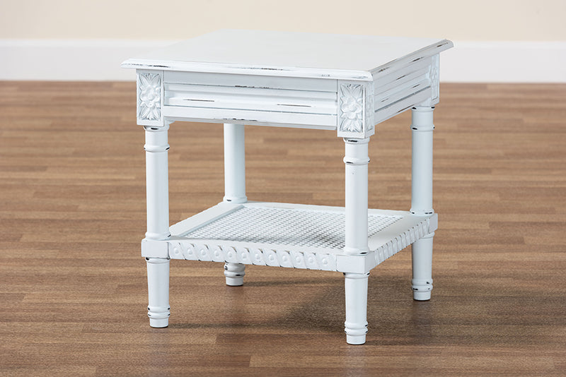 Arcadia Vintage Traditional White Wood End Table