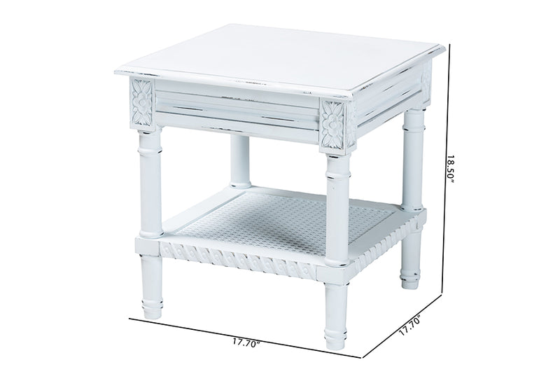 Arcadia Vintage Traditional White Wood End Table