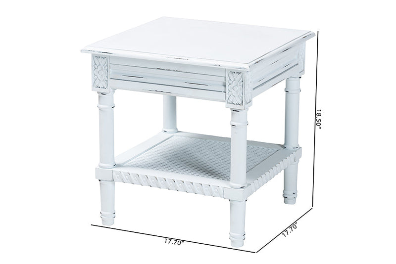 Arcadia Traditional White Wood End Table Baxton