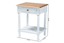 Rowen Two-Tone White and Natural Brown 1-Drawer End Table Baxton