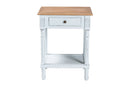 Rowen Two-Tone White and Natural Brown 1-Drawer End Table Baxton