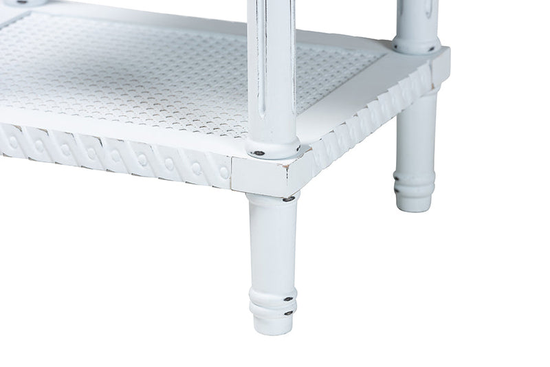 Rowen Two-Tone White and Natural Brown 1-Drawer End Table Baxton