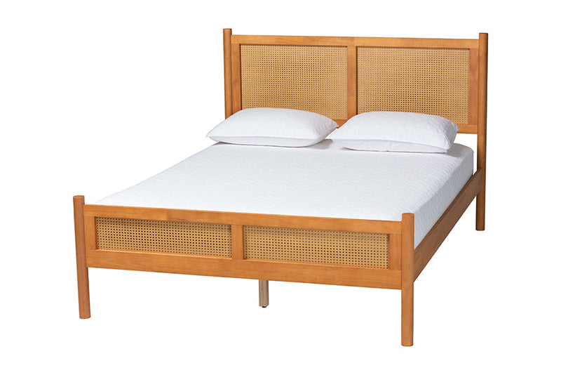 Kaori Golden Brown Wood Japandi 4Pc Queen Size Bedroom Set Baxton
