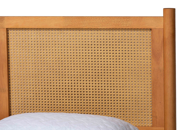 Kaori Golden Brown Wood Japandi 4Pc Queen Size Bedroom Set Baxton