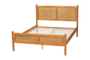 Kaori Golden Brown Wood Japandi Queen Bed w/Distressed-Finished Rattan Baxton