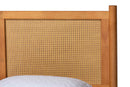 Kaori Golden Brown Wood Japandi Queen Bed w/Distressed-Finished Rattan Baxton