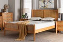 Kaori Golden Brown Wood Japandi Queen Bed w/Distressed-Finished Rattan Baxton