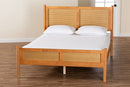 Kaori Golden Brown Wood Japandi Queen Bed w/Distressed-Finished Rattan Baxton