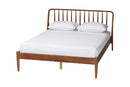 Violetta Walnut Brown Queen Platform Bed w/Spindle Headboard Baxton