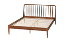 Violetta Walnut Brown Queen Platform Bed w/Spindle Headboard Baxton