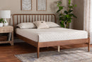 Violetta Walnut Brown Queen Platform Bed w/Spindle Headboard Baxton