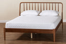 Violetta Walnut Brown Queen Platform Bed w/Spindle Headboard Baxton