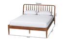 Violetta Walnut Brown Queen Platform Bed w/Spindle Headboard Baxton