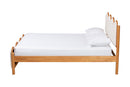 Sakura Scalloped Cream Boucle and Oak Brown Wood Queen Platform Bed Baxton