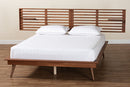 Lindsey Ash Walnut Wood Queen Size Platform Bed w/Shelves Baxton