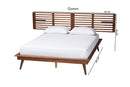 Lindsey Ash Walnut Wood Queen Size Platform Bed w/Shelves Baxton