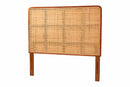 Phoenix Bohemian Natural Rattan and Mahogany Wood Queen Size Headboard Baxton