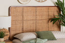 Phoenix Bohemian Natural Rattan and Mahogany Wood Queen Size Headboard Baxton
