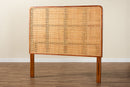 Phoenix Bohemian Natural Rattan and Mahogany Wood Queen Size Headboard Baxton