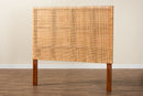 Merci Bohemian Natural Rattan and Mahogany Wood Queen Size Headboard Baxton