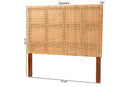 Merci Bohemian Natural Rattan and Mahogany Wood Queen Size Headboard Baxton
