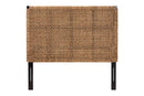 Delilah Bohemian Seagrass and Dark Brown Mahogany Wood Queen Size Headboard Baxton