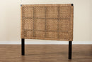 Delilah Bohemian Seagrass and Dark Brown Mahogany Wood Queen Size Headboard Baxton