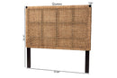Delilah Bohemian Seagrass and Dark Brown Mahogany Wood King Size Headboard Baxton