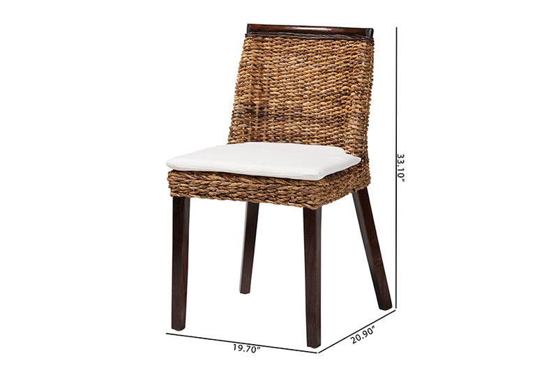 Charlotte Bohemian Seagrass and Dark Brown Wood Dining Chair