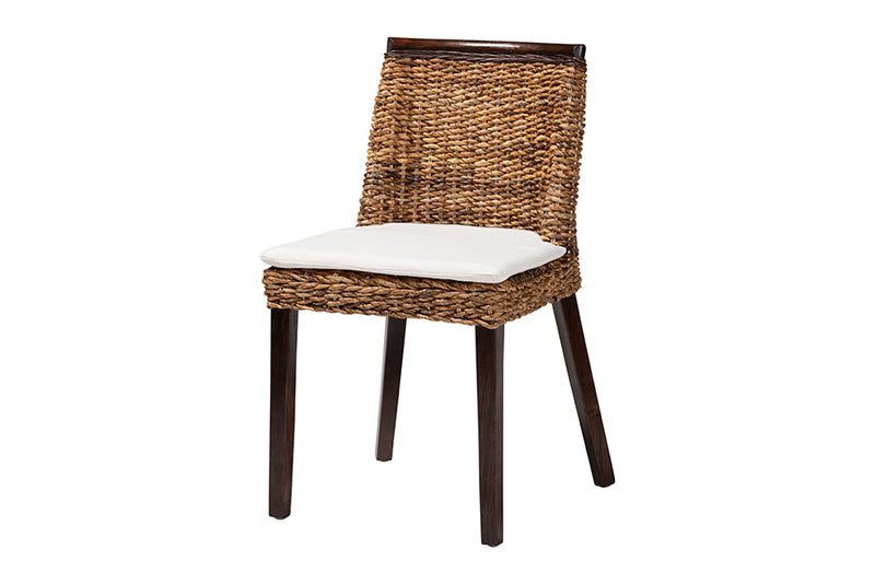 Charlotte Bohemian Seagrass and Dark Brown Wood Dining Chair