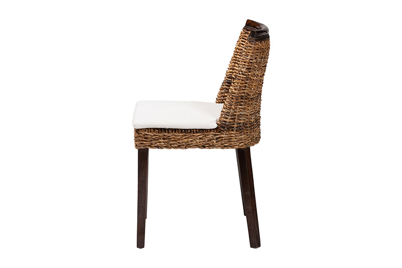 Charlotte Bohemian Seagrass and Dark Brown Wood Dining Chair