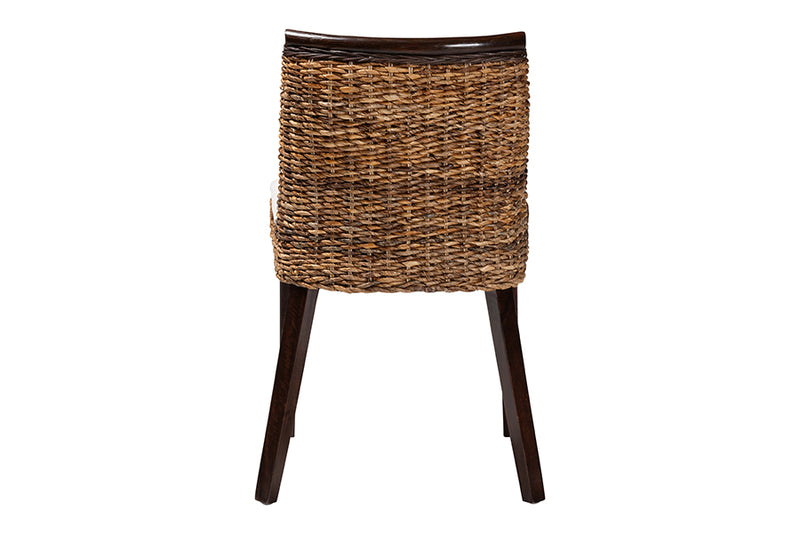 Charlotte Bohemian Seagrass and Dark Brown Wood Dining Chair