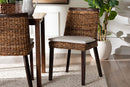 Charlotte Bohemian Seagrass and Dark Brown Wood Dining Chair Baxton