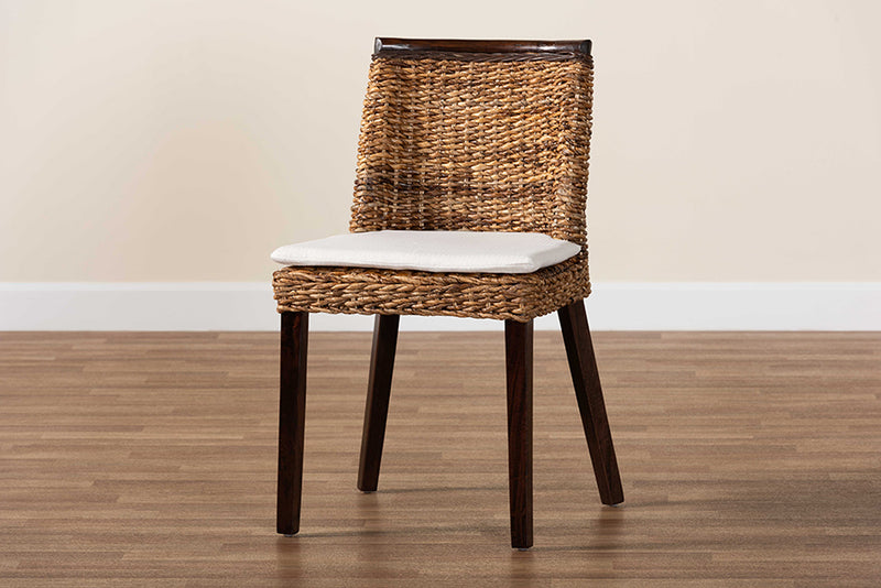 Charlotte Bohemian Seagrass and Dark Brown Wood Dining Chair